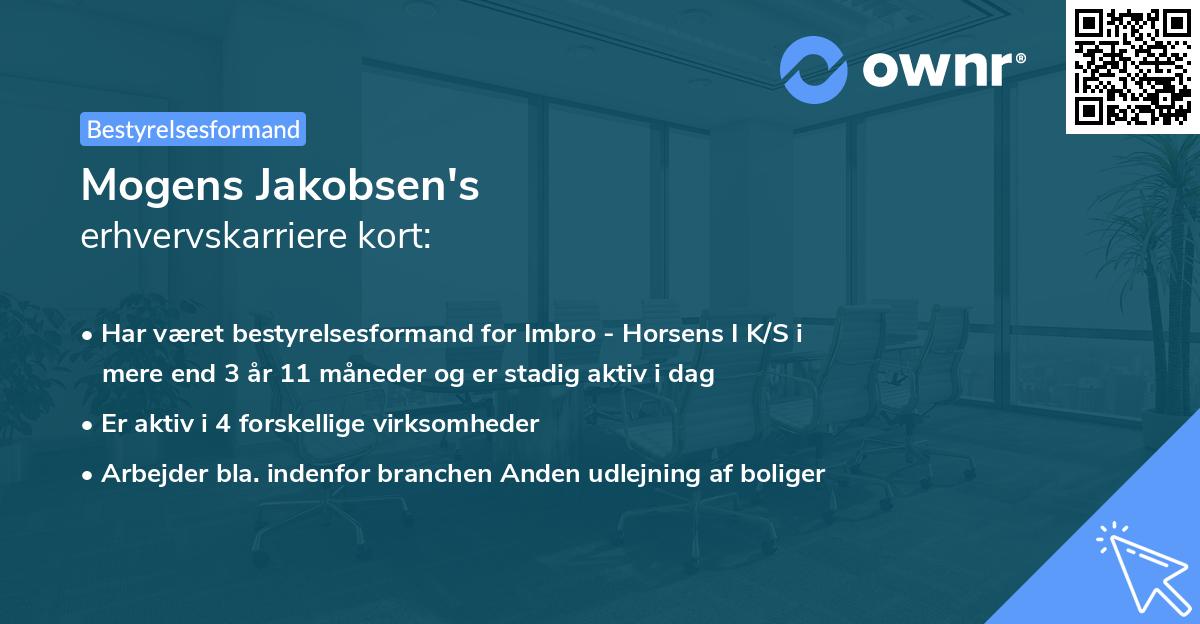 Mogens Jakobsen's erhvervskarriere kort