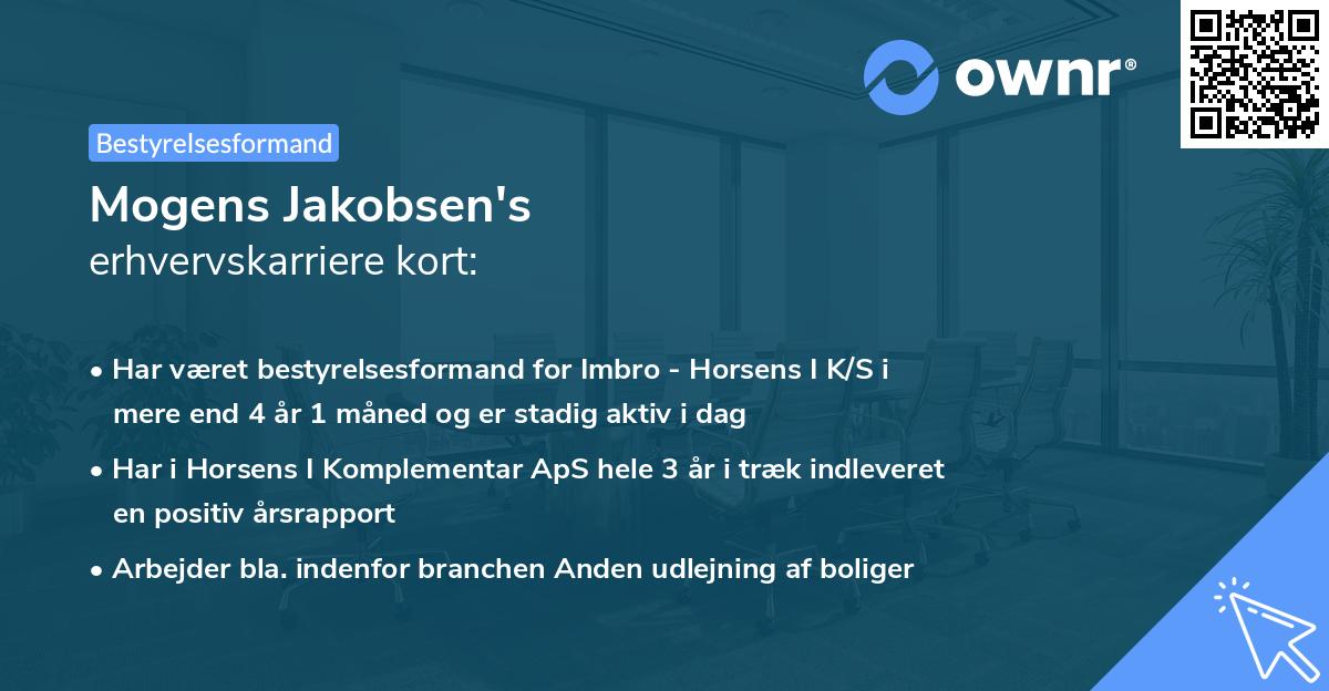 Mogens Jakobsen's erhvervskarriere kort