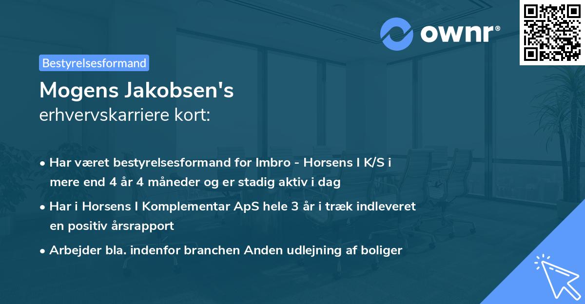 Mogens Jakobsen's erhvervskarriere kort