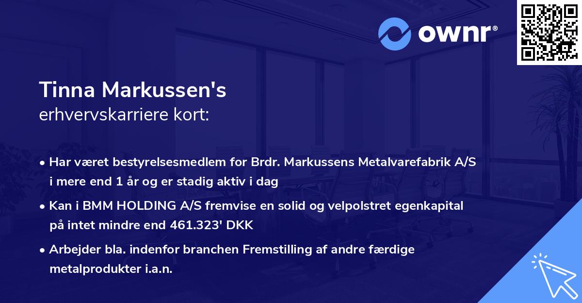 Tinna Markussen's erhvervskarriere kort