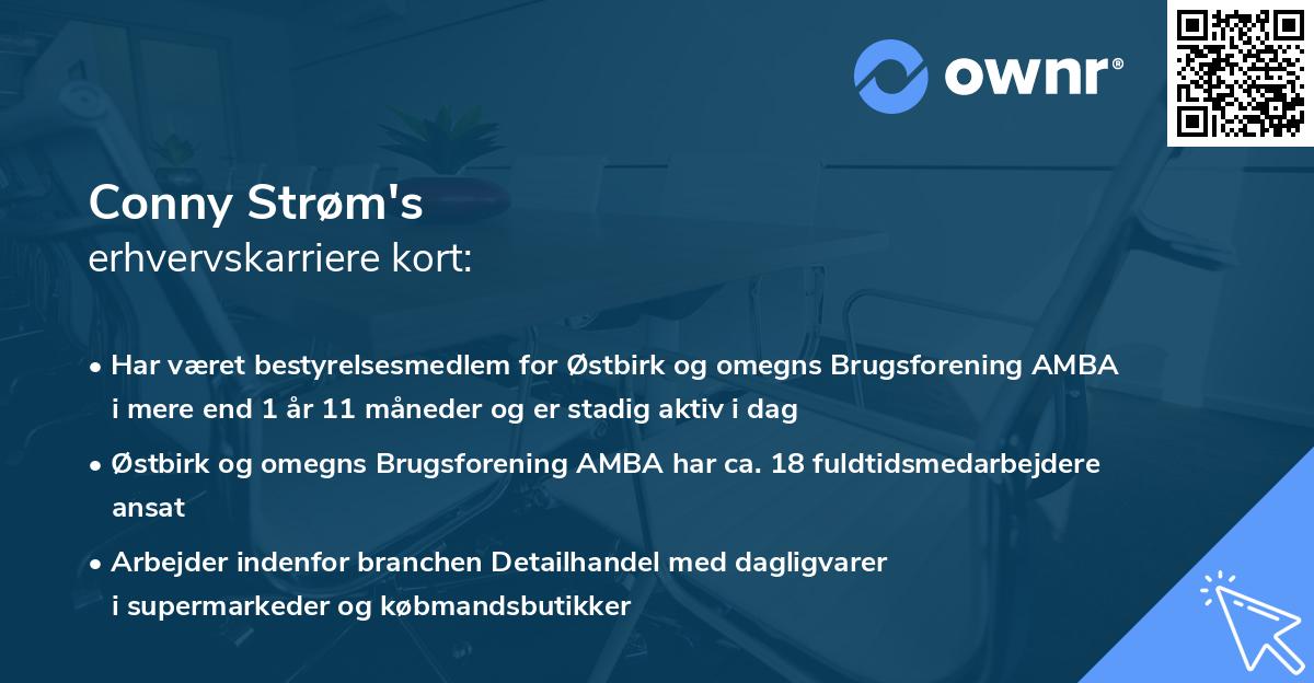Conny Strøm's erhvervskarriere kort