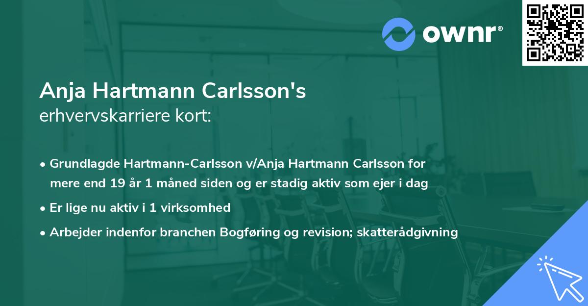 Anja Hartmann Carlsson's erhvervskarriere kort