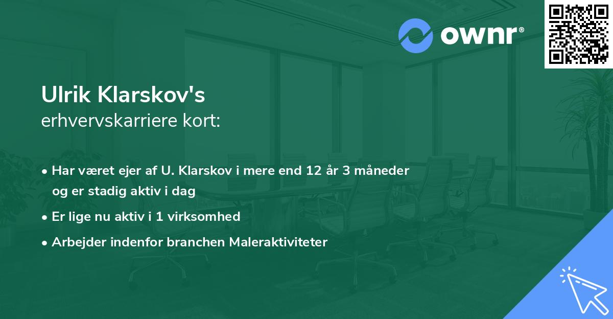 Ulrik Klarskov's erhvervskarriere kort
