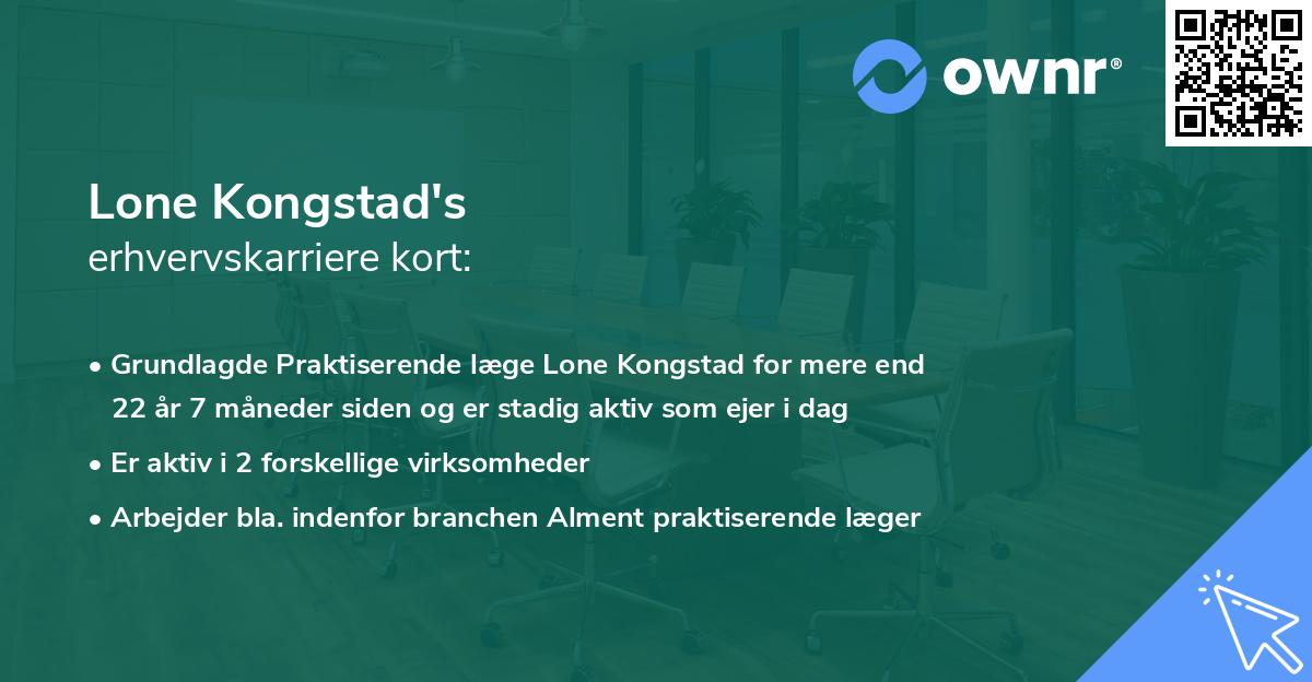 Lone Kongstad's erhvervskarriere kort