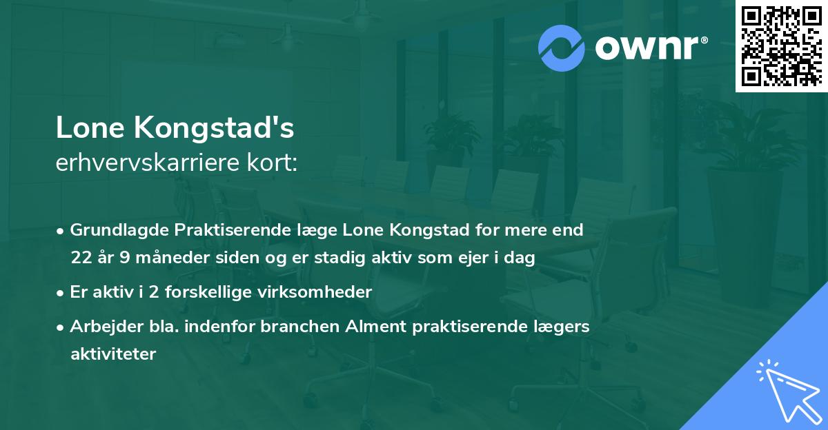 Lone Kongstad's erhvervskarriere kort