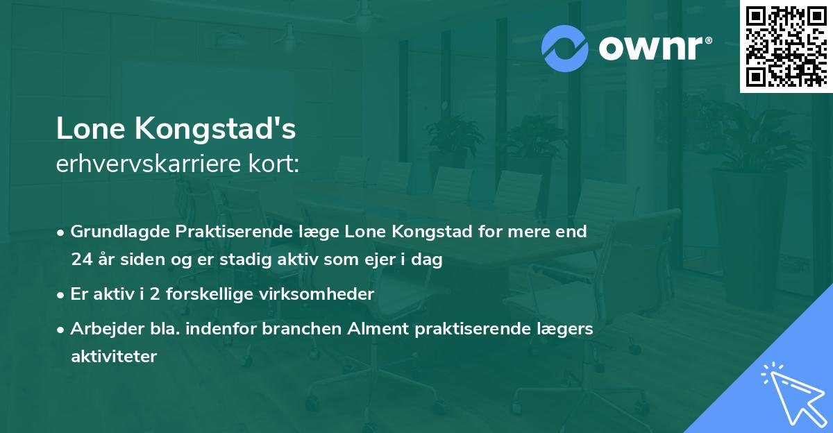Lone Kongstad's erhvervskarriere kort