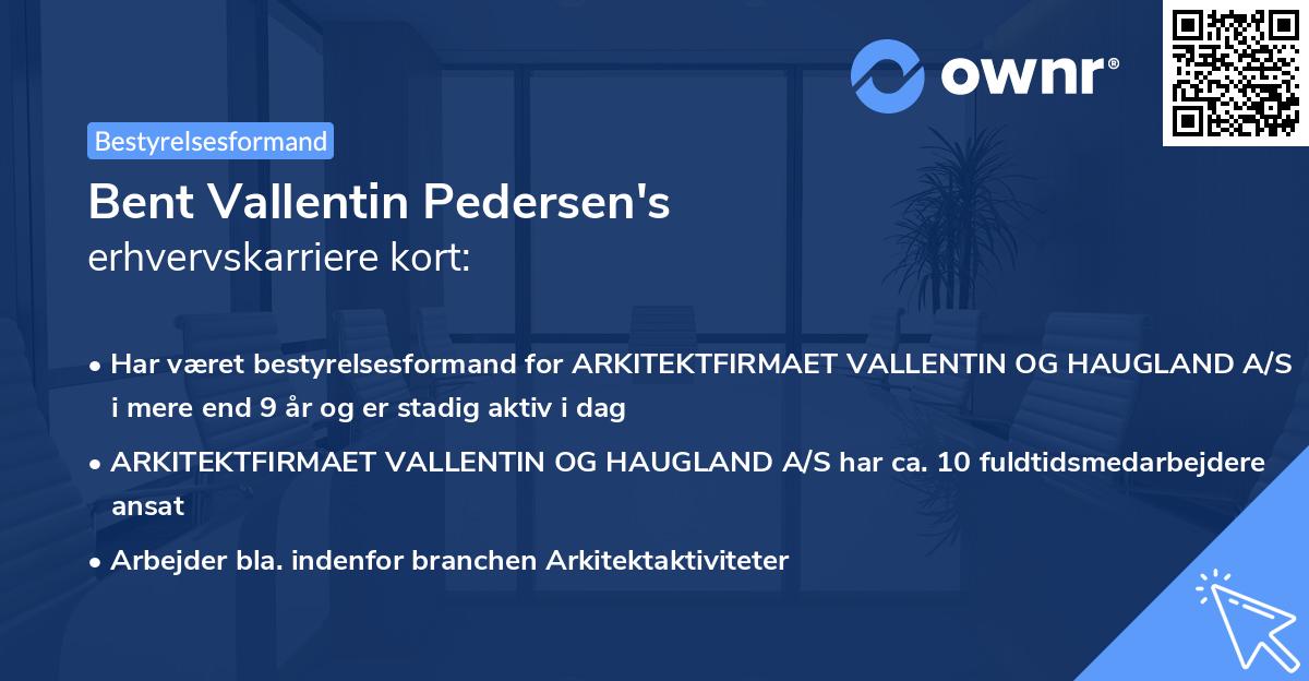 Bent Vallentin Pedersen's erhvervskarriere kort