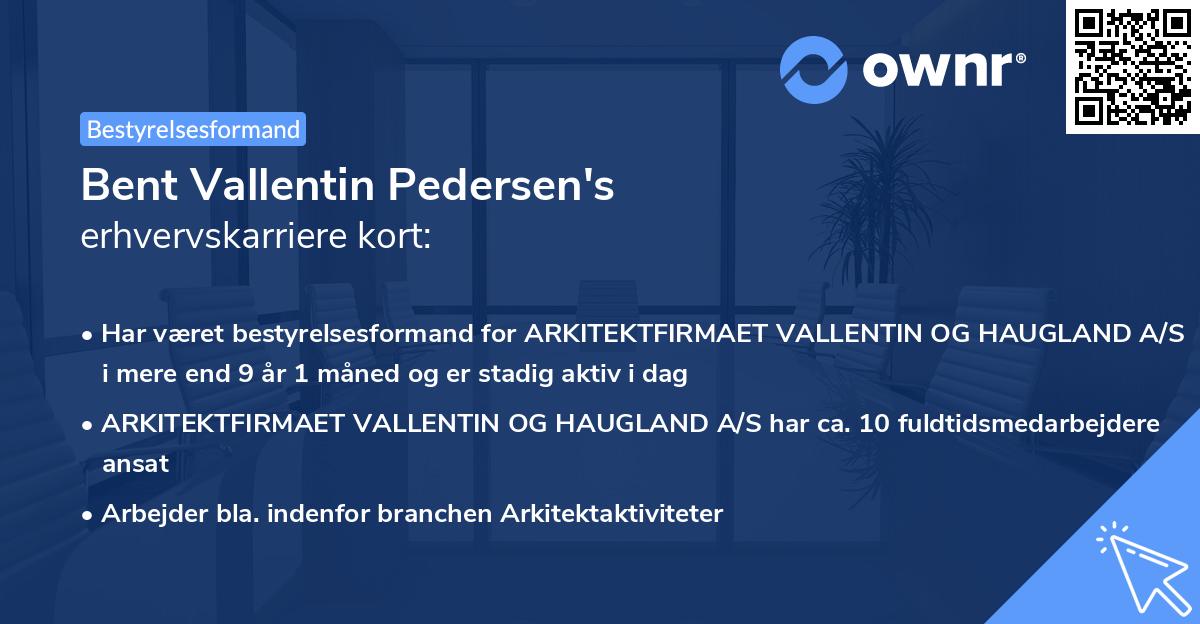 Bent Vallentin Pedersen's erhvervskarriere kort