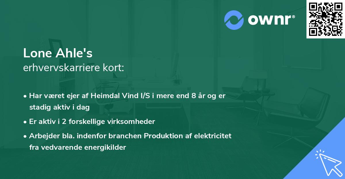 Lone Ahle's erhvervskarriere kort