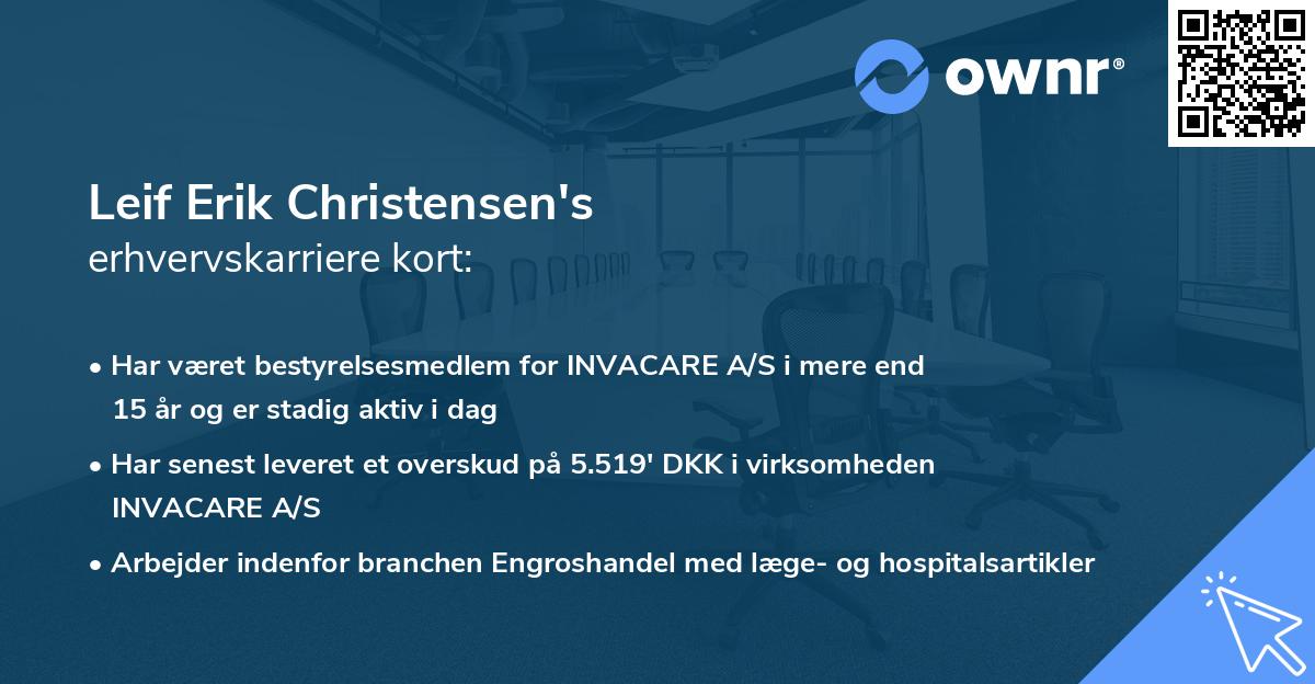 Leif Erik Christensen's erhvervskarriere kort