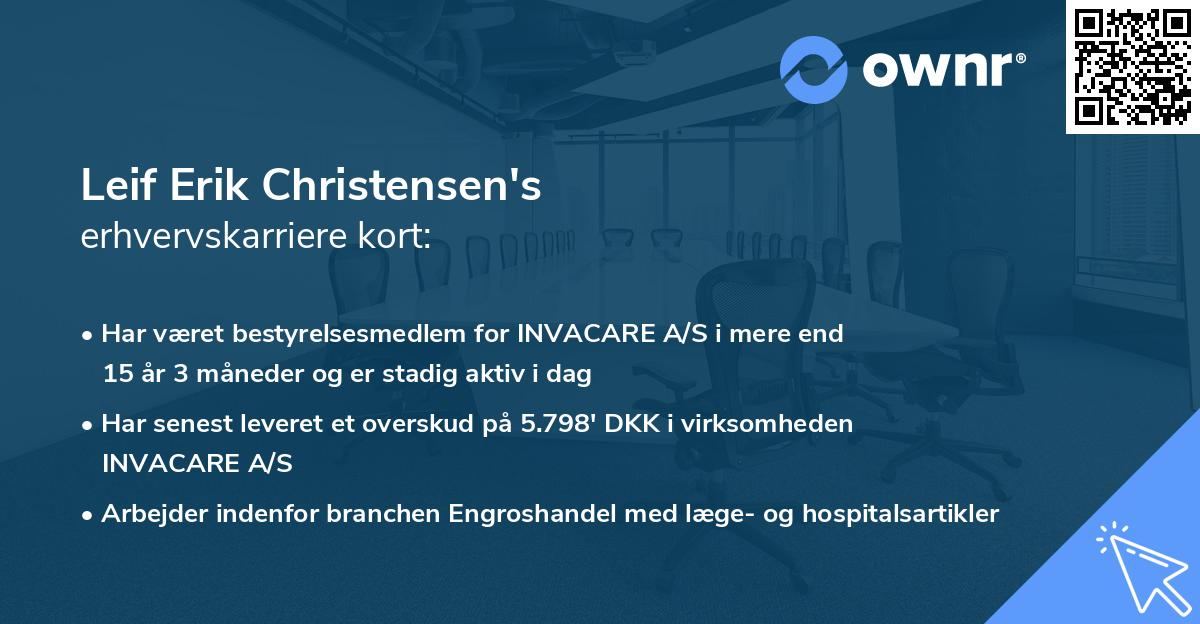 Leif Erik Christensen's erhvervskarriere kort