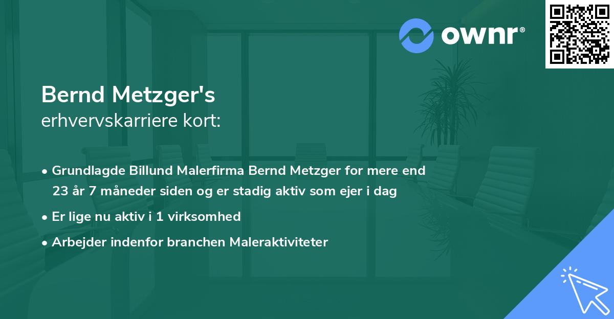 Bernd Metzger's erhvervskarriere kort