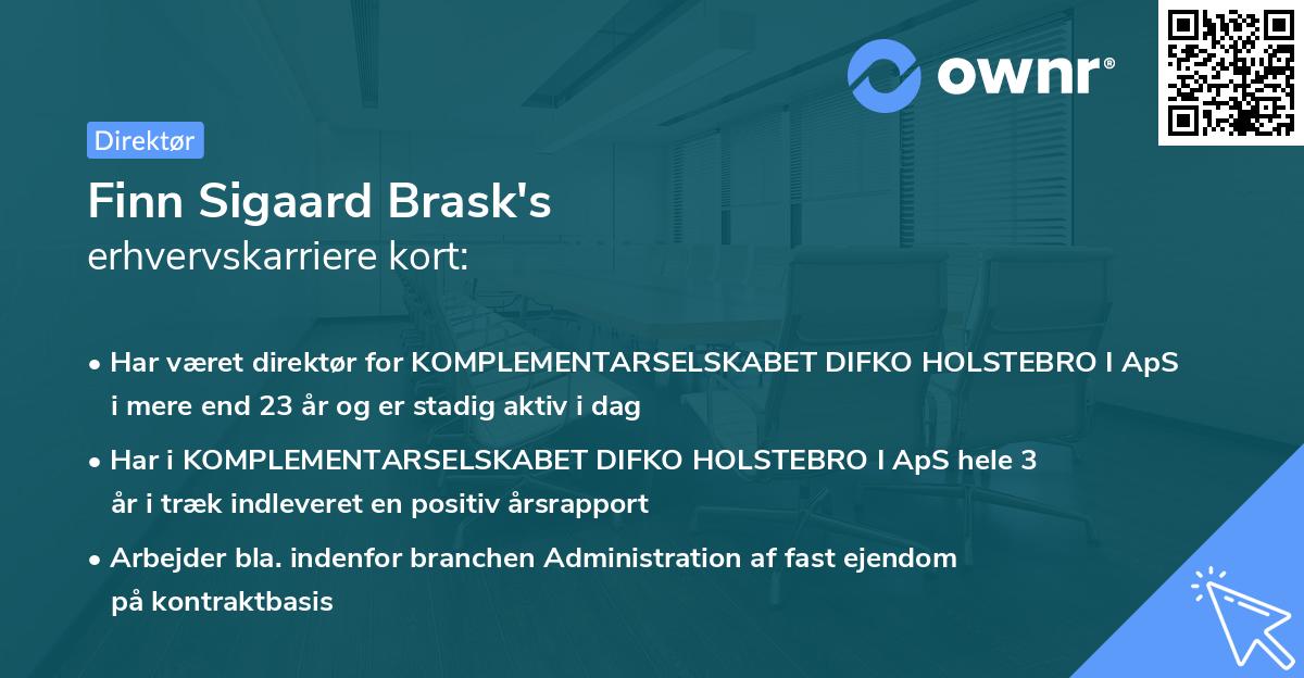 Finn Sigaard Brask's erhvervskarriere kort