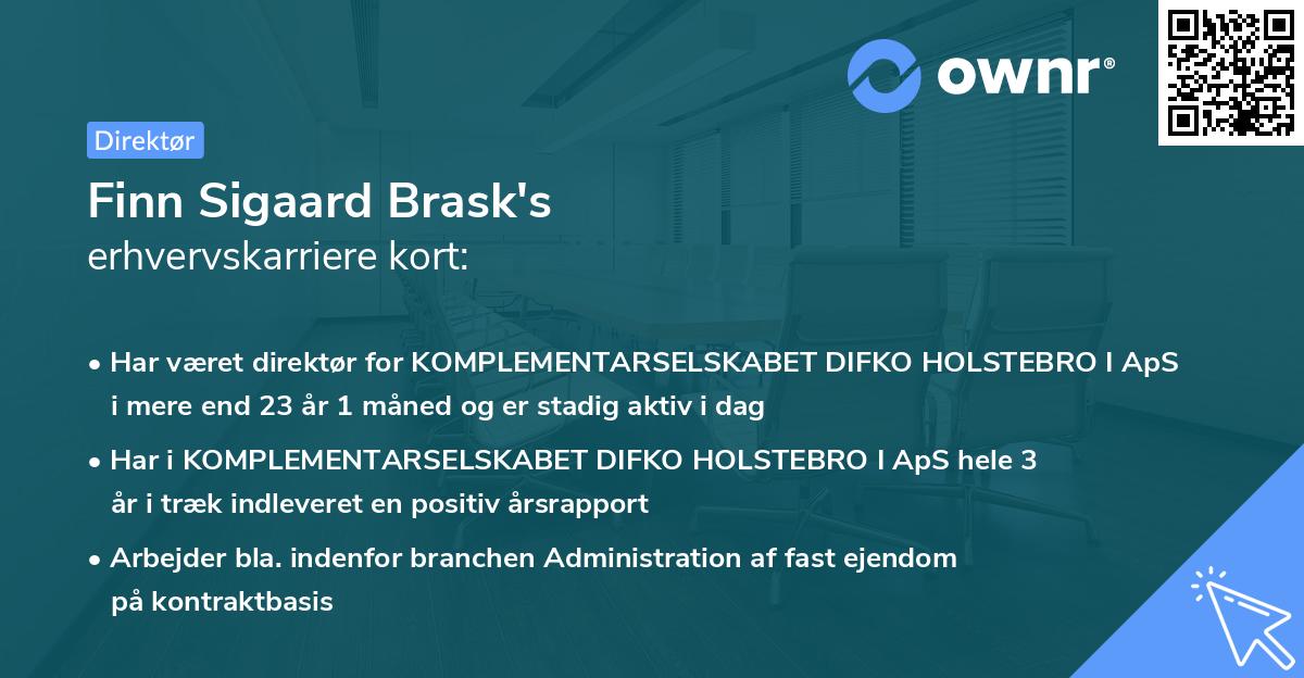 Finn Sigaard Brask's erhvervskarriere kort