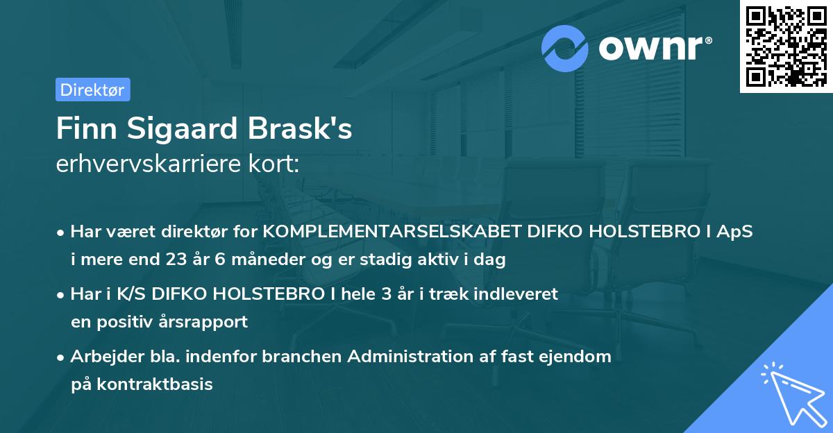 Finn Sigaard Brask's erhvervskarriere kort