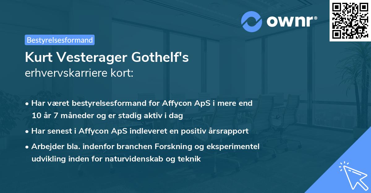 Kurt Vesterager Gothelf's erhvervskarriere kort