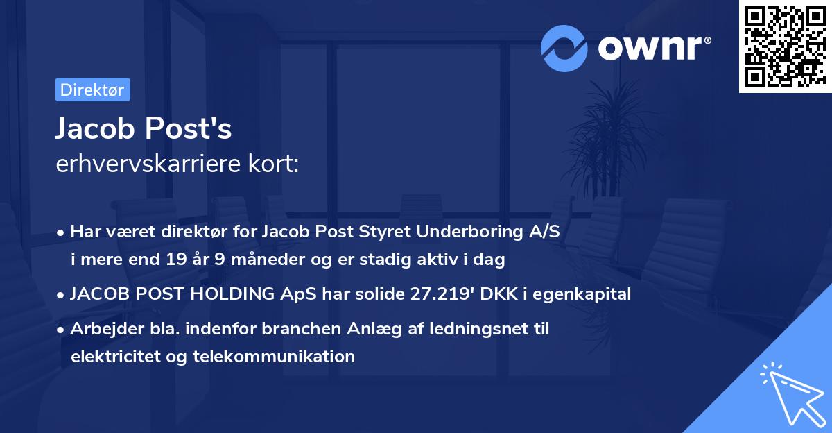 Jacob Post's erhvervskarriere kort