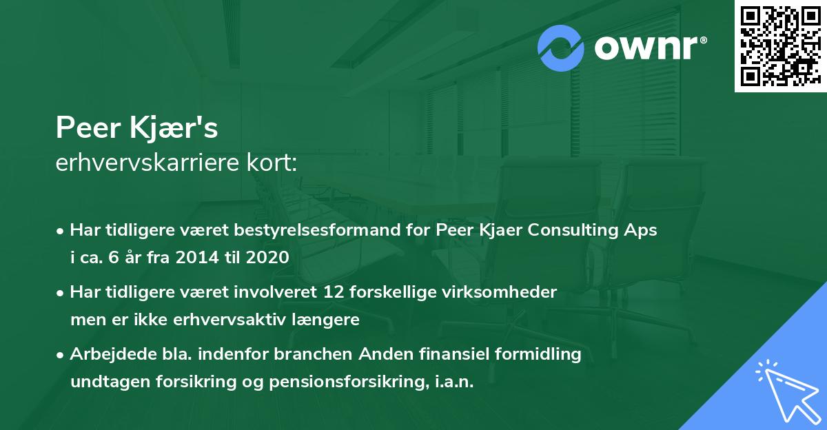 Peer Kjær's erhvervskarriere kort