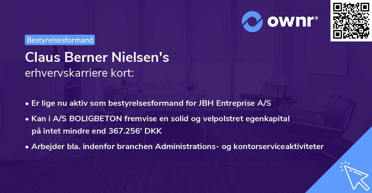Claus Berner Nielsen's erhvervskarriere kort