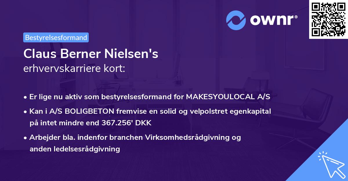Claus Berner Nielsen's erhvervskarriere kort