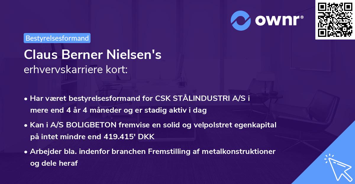 Claus Berner Nielsen's erhvervskarriere kort