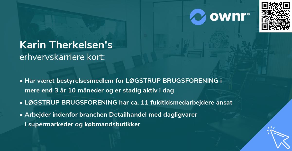 Karin Therkelsen's erhvervskarriere kort