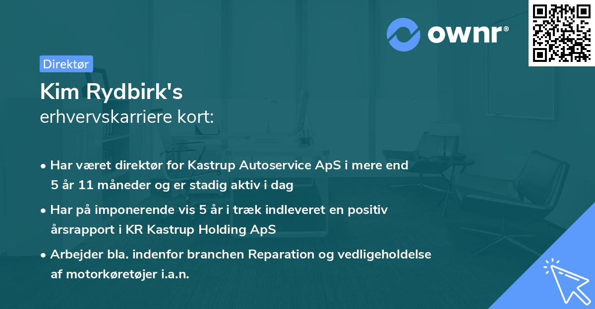 Kim Rydbirk's erhvervskarriere kort