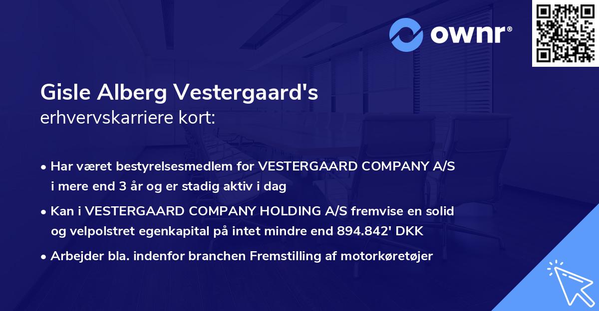 Gisle Alberg Vestergaard's erhvervskarriere kort