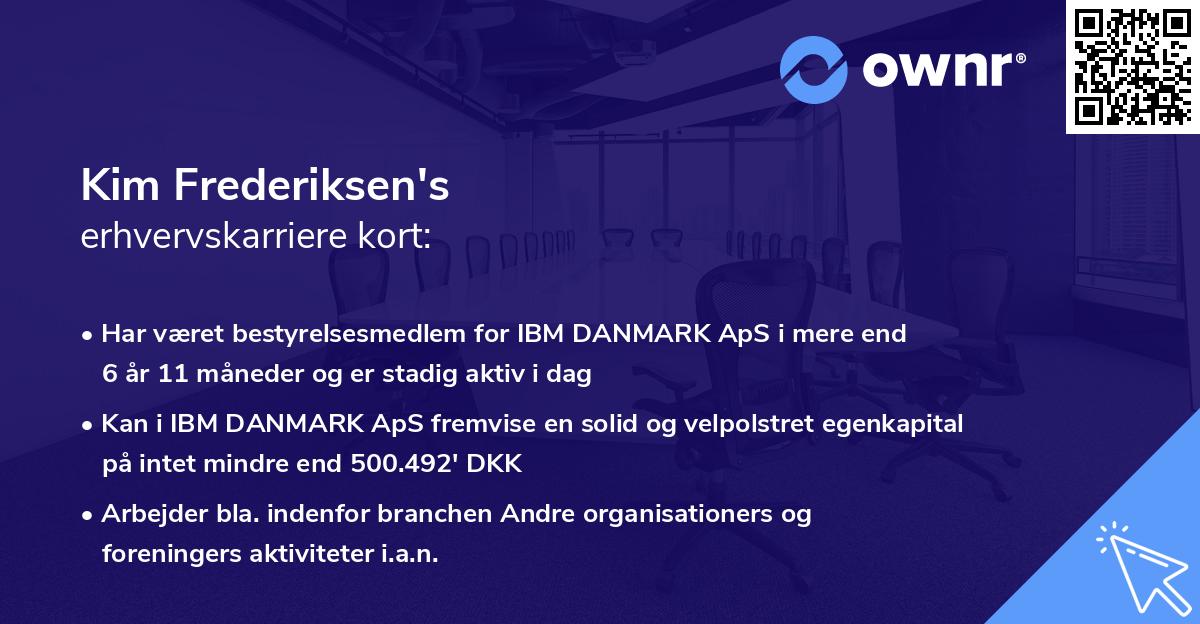 Kim Frederiksen's erhvervskarriere kort