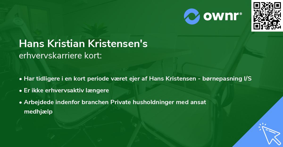 Hans Kristian Kristensen's erhvervskarriere kort