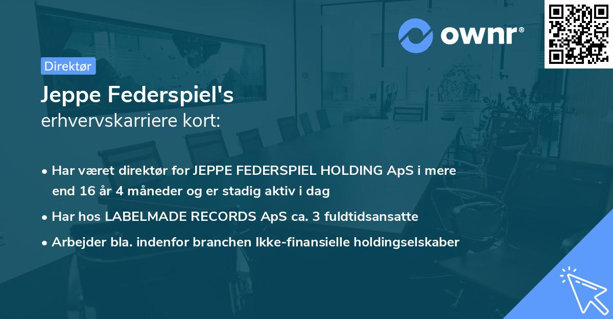 Jeppe Federspiel's erhvervskarriere kort