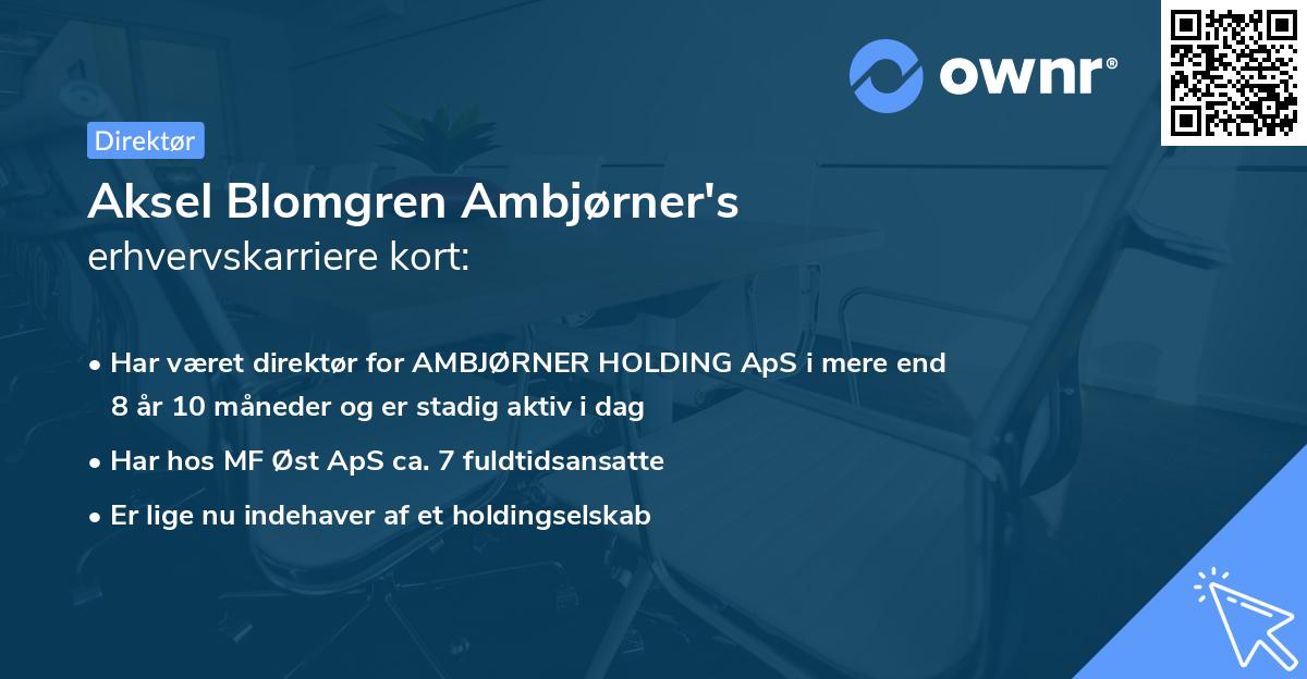 Aksel Blomgren Ambjørner's erhvervskarriere kort