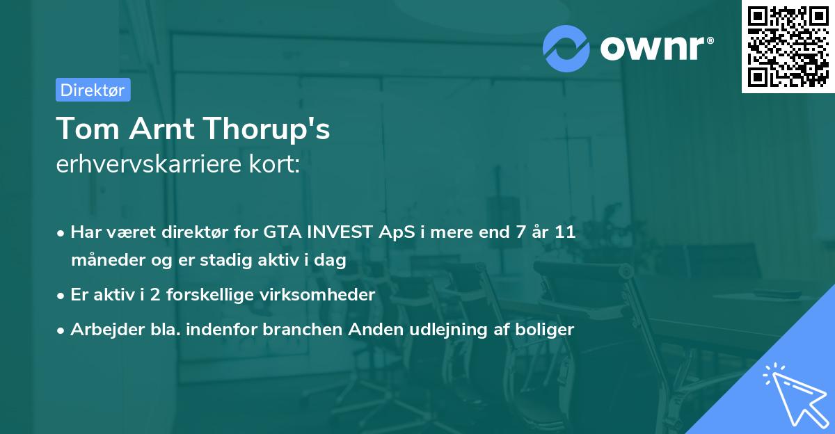 Tom Arnt Thorup's erhvervskarriere kort