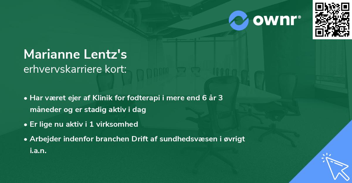 Marianne Lentz's erhvervskarriere kort