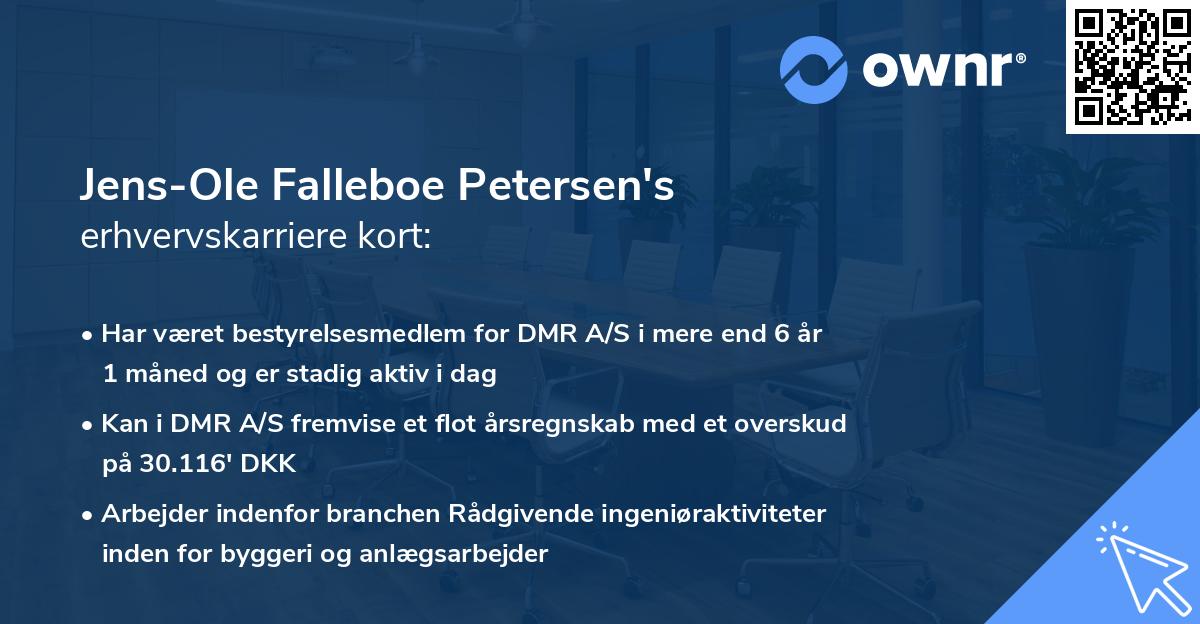 Jens-Ole Falleboe Petersen's erhvervskarriere kort