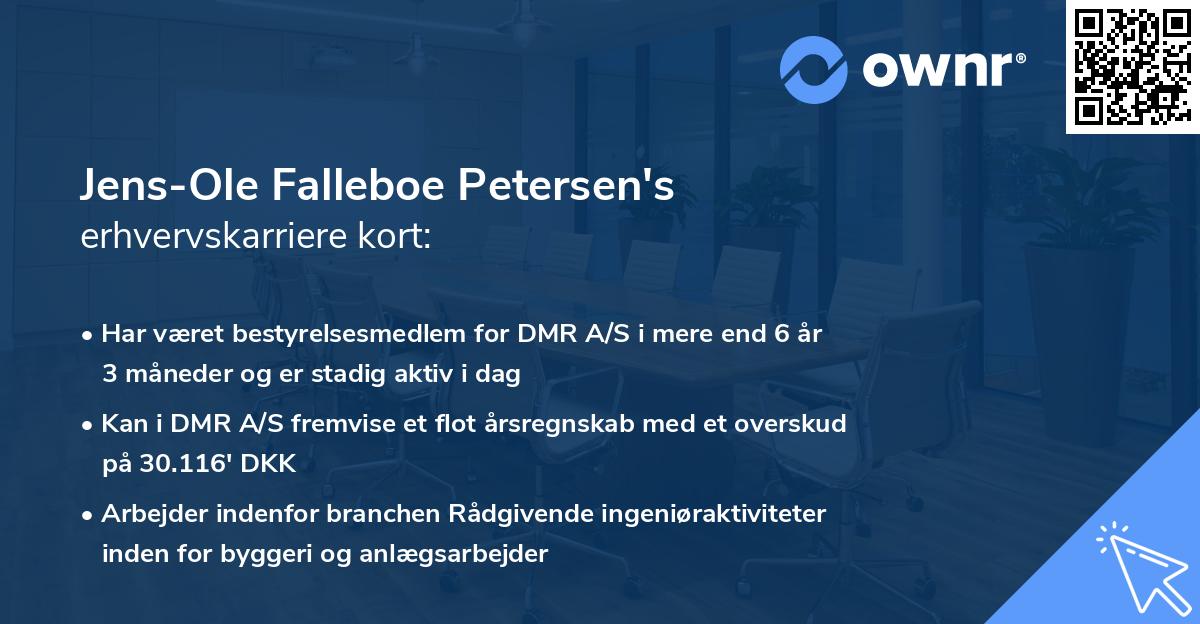 Jens-Ole Falleboe Petersen's erhvervskarriere kort