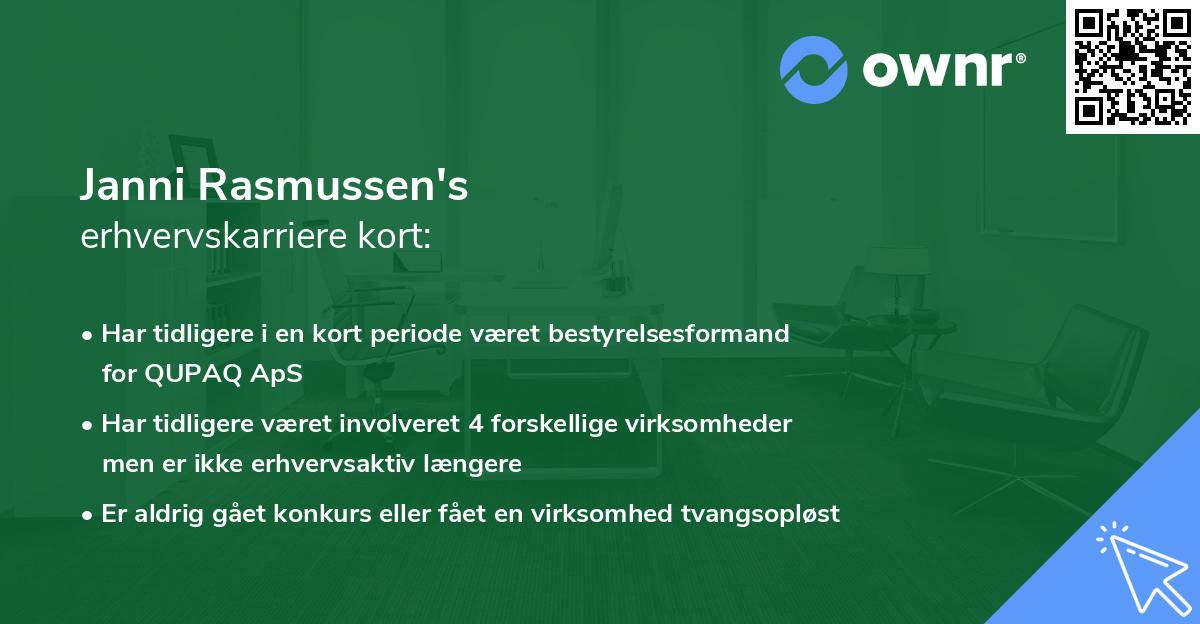 Janni Rasmussen's erhvervskarriere kort