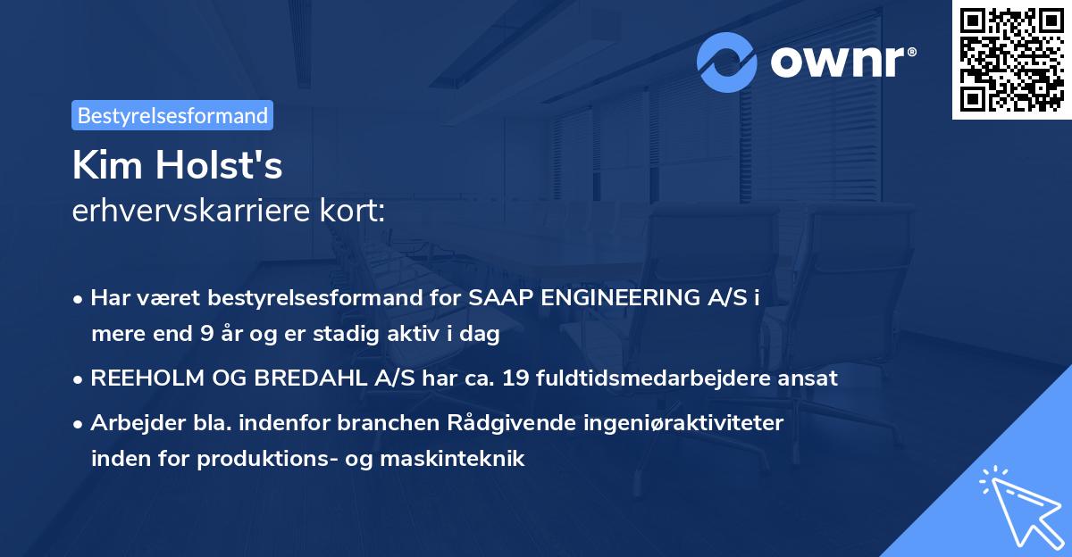 Kim Holst's erhvervskarriere kort