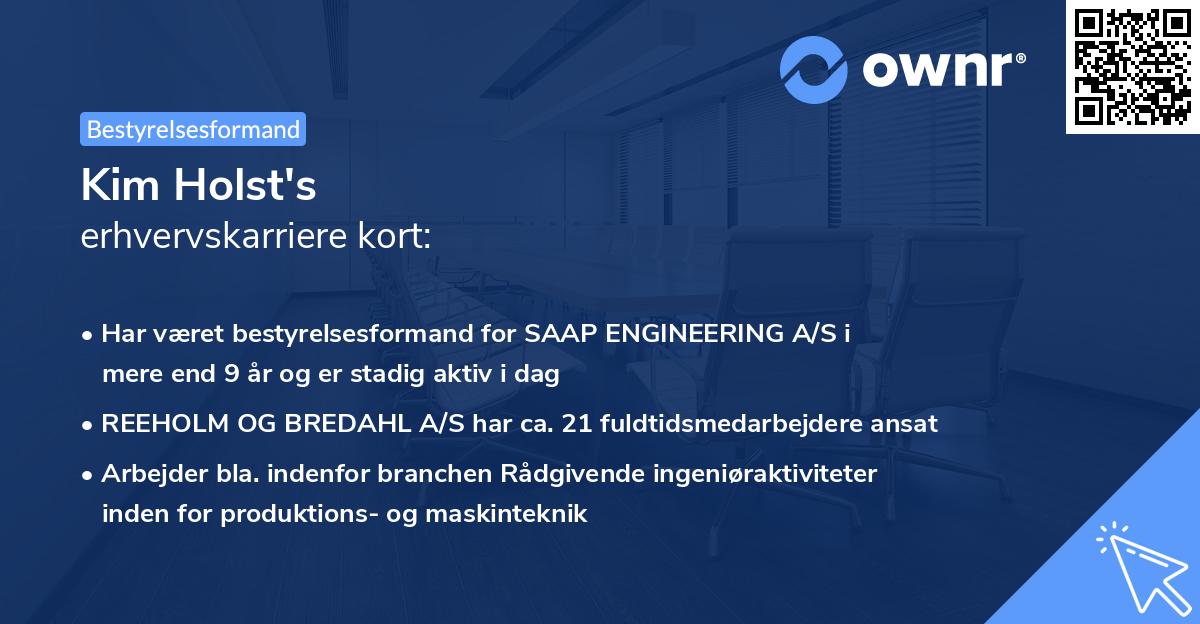 Kim Holst's erhvervskarriere kort