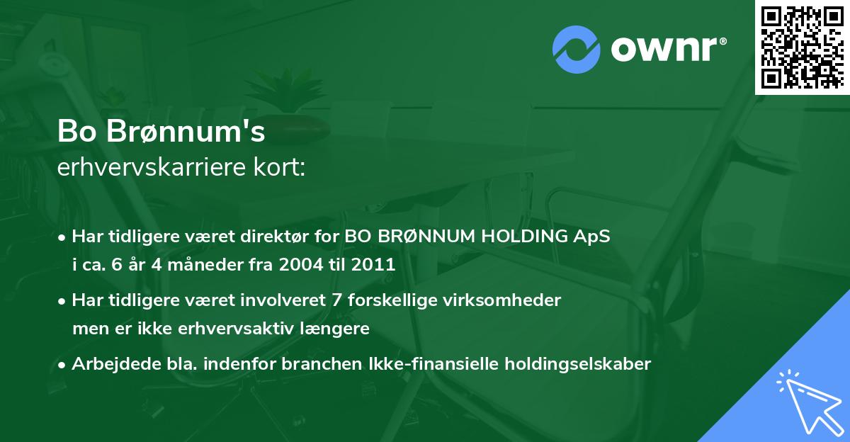Bo Brønnum's erhvervskarriere kort