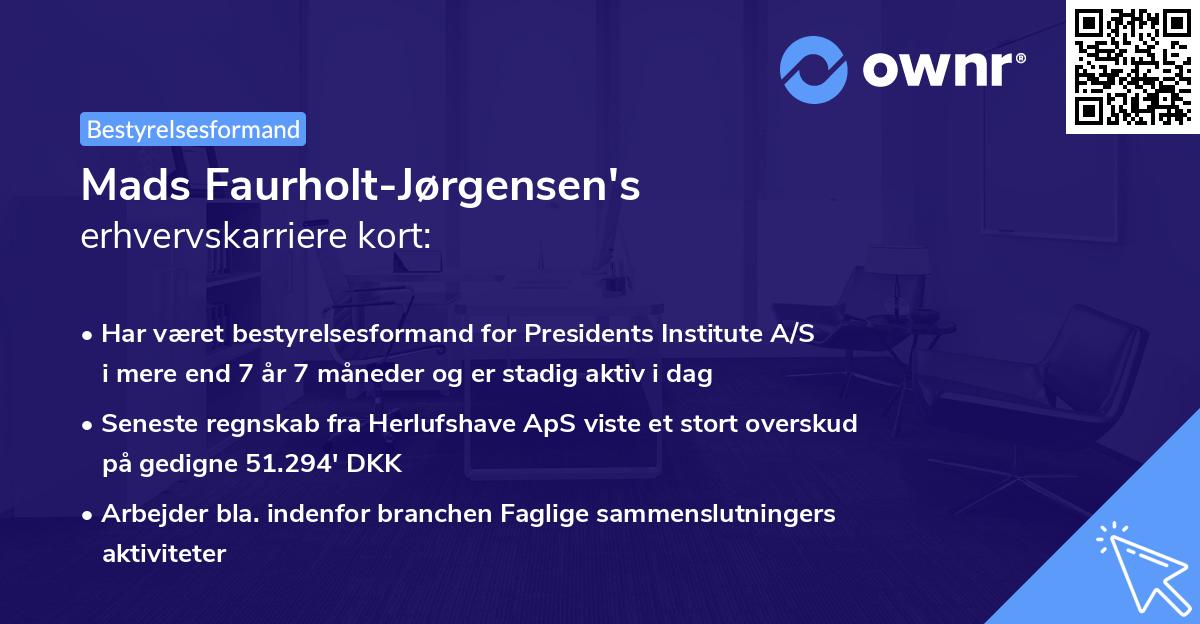 Mads Faurholt-Jørgensen's erhvervskarriere kort