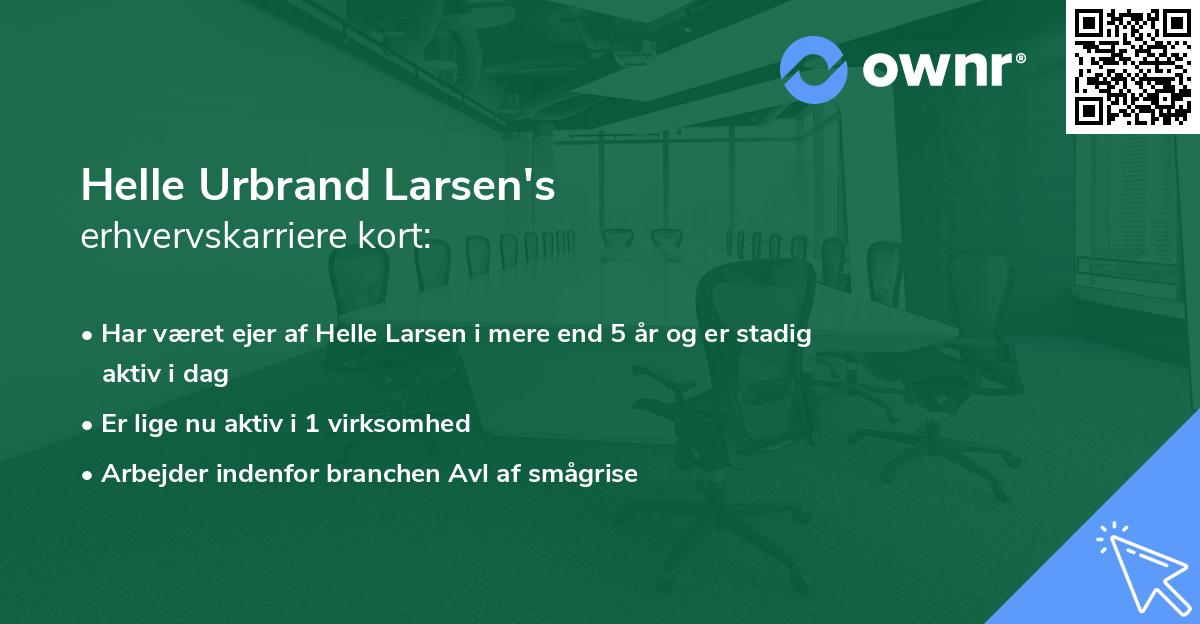 Helle Urbrand Larsen's erhvervskarriere kort