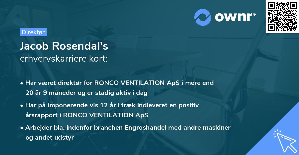 Jacob Rosendal's erhvervskarriere kort