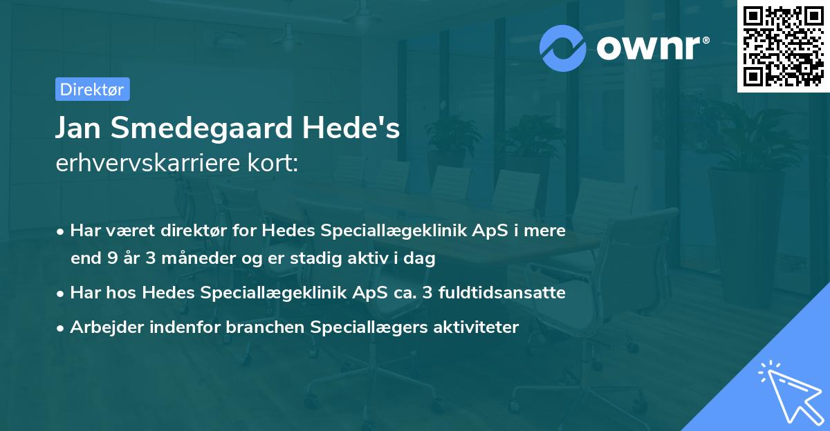 Jan Smedegaard Hede's erhvervskarriere kort