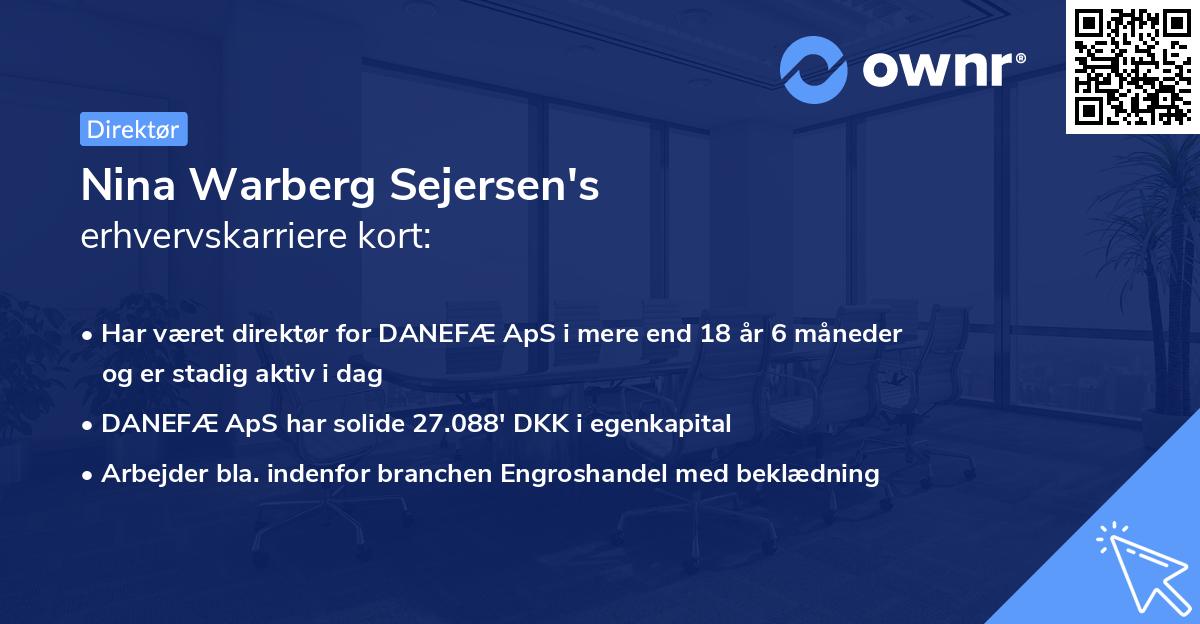 Nina Warberg Sejersen's erhvervskarriere kort