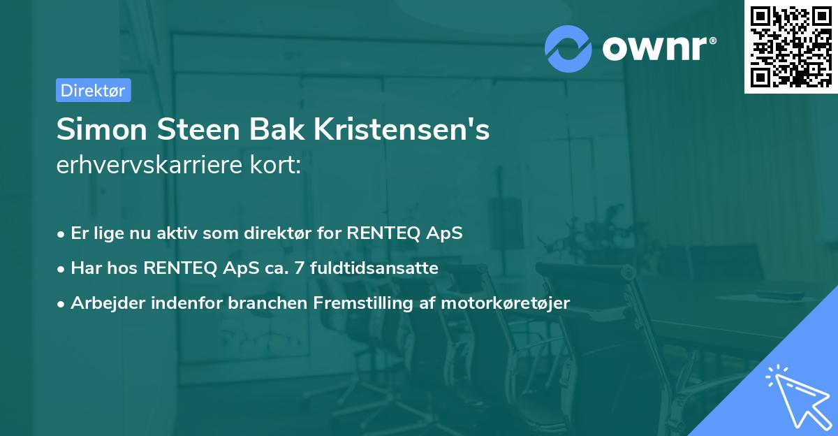 Simon Steen Bak Kristensen's erhvervskarriere kort