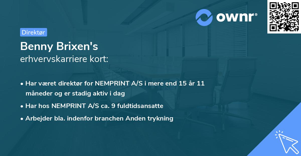 Benny Brixen's erhvervskarriere kort