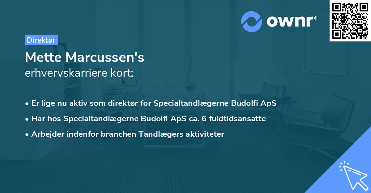 Mette Marcussen's erhvervskarriere kort