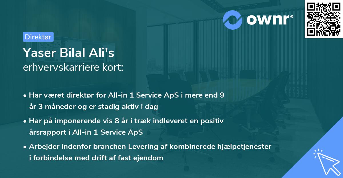Yaser Bilal Ali's erhvervskarriere kort