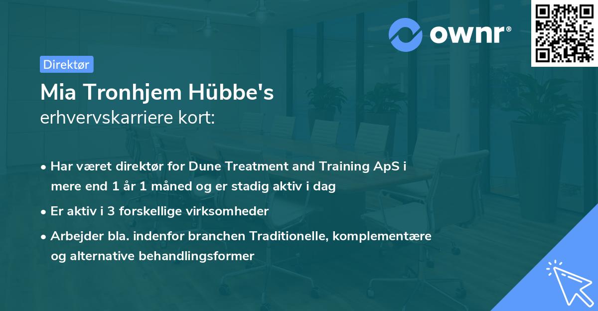 Mia Tronhjem Hübbe's erhvervskarriere kort